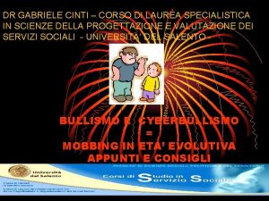 DR GABRIELE CINTI CORSO DI LAUREA SPECIALISTICA IN