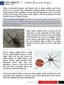 SITE SAFETY Insects Bites and Stings 2 Volume