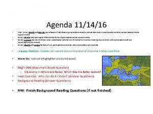 Agenda 111416 TEKS 6 2 A identify and