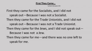 First They Came By Martin Niemoeller 1950 First