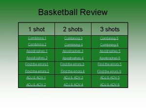 Basketball Review 1 shot 2 shots 3 shots