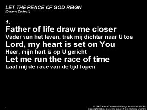 LET THE PEACE OF GOD REIGN Darlene Zschech