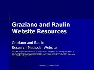 Graziano and Raulin Website Resources Graziano and Raulin