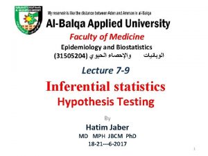 Faculty of Medicine Epidemiology and Biostatistics 31505204 Lecture