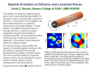 Speckle Evolution of Diffusive and Localized Waves Azriel