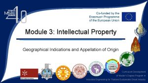 Module 3 Intellectual Property Geographical Indications and Appellation