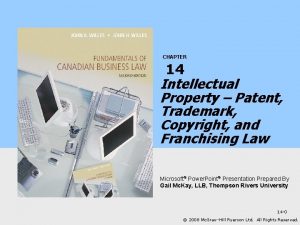 CHAPTER 14 Intellectual Property Patent Trademark Copyright and