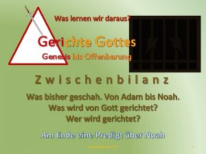 Was lernen wir daraus Gerichte Gottes Genesis bis