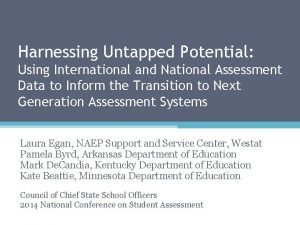 Harnessing Untapped Potential Using International and National Assessment