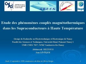 Etude des phnomnes coupls magntothermiques dans les Supraconducteurs