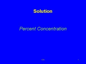 Solution Percent Concentration ICS 1 Percent Concentration Describes