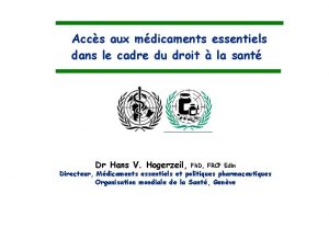 Accs aux mdicaments essentiels dans le cadre du