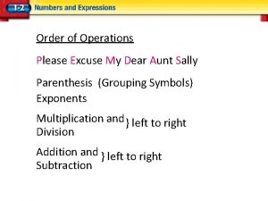 Order of Operations Please Excuse My Dear Aunt