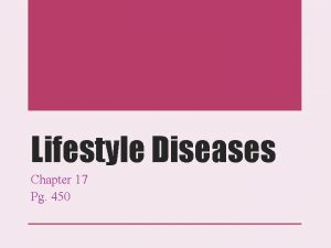 Lifestyle Diseases Chapter 17 Pg 450 LIFESTYLE DISEASE