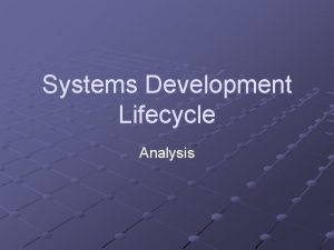 Systems Development Lifecycle Analysis Learning Objectives Analysis Describe