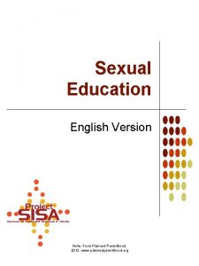 Sexual Education English Version Note From Planned Parenthood