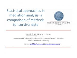 Statistical approaches in mediation analysis a comparison of