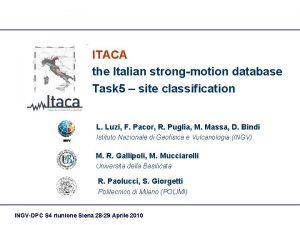 ITACA the Italian strongmotion database Task 5 site