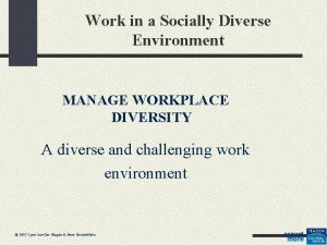 Work in a Socially Diverse Environment MANAGE WORKPLACE