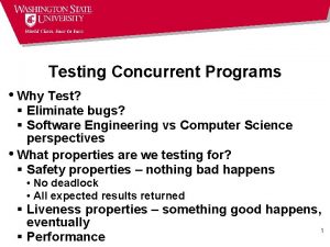 Testing Concurrent Programs Why Test Eliminate bugs Software