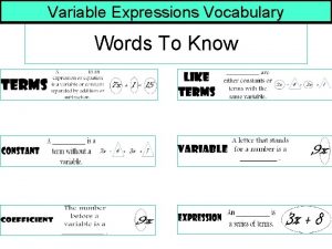 Variable Expressions Vocabulary Words To Know Translating Words