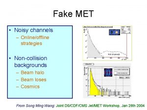 Fake MET Noisy channels Onlineoffline strategies Noncollision backgrounds