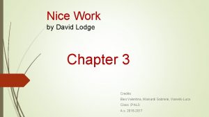 Nice Work by David Lodge Chapter 3 Credits