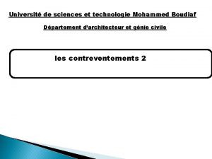 Universit de sciences et technologie Mohammed Boudiaf Dpartement