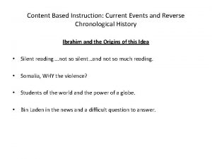 Content Based Instruction Current Events and Reverse Chronological