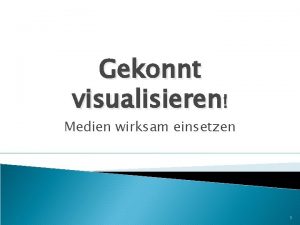 Gekonnt visualisieren Medien wirksam einsetzen 1 Was ist