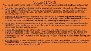 Vocab 11215 You must write these in the