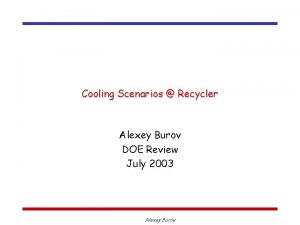 Cooling Scenarios Recycler Alexey Burov DOE Review July