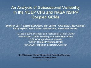 An Analysis of Subseasonal Variability in the NCEP