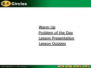 6 1 Circles Warm Up Problem of the
