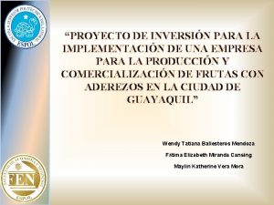 PROYECTO DE INVERSIN PARA LA IMPLEMENTACIN DE UNA