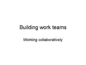 Building work teams Working collaboratively Definition of a