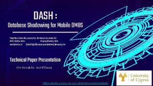 DASH Database Shadowing for Mobile DMBS Youjip Won