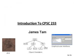 Introduction To CPSC 233 James Tam Graphicaluser interfaces