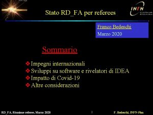 Stato RDFA per referees Franco Bedeschi Marzo 2020