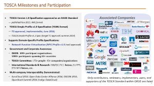 TOSCA Milestones and Participation TOSCA Version 1 0