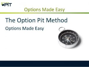 Options Made Easy The Option Pit Method Options Options Made Easy The Option Pit Method Options