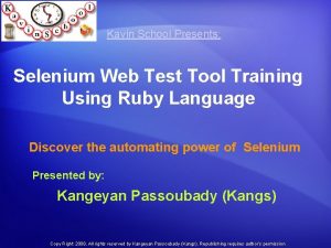 Kavin School Presents Selenium Web Test Tool Training