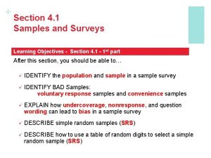 Section 4 1 Samples and Surveys Learning Objectives