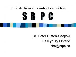 Rurality from a Country Perspective SR PC Dr