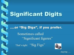 Significant Digits or Sig Digs if you prefer