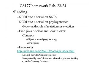 CS 177 homework Feb 2324 Reading NCBI site