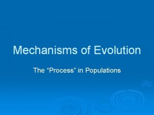 Mechanisms of Evolution The Process in Populations Lamarcks