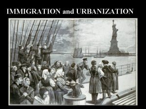 IMMIGRATION and URBANIZATION By 1900 more than half