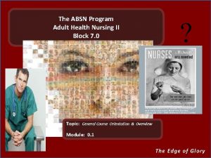 The ABSN Program Adult Health Nursing II Block