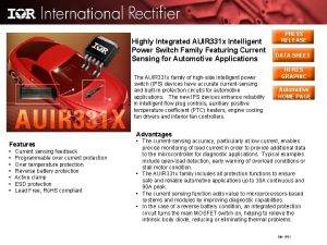 Highly Integrated AUIR 331 x Intelligent Power Switch